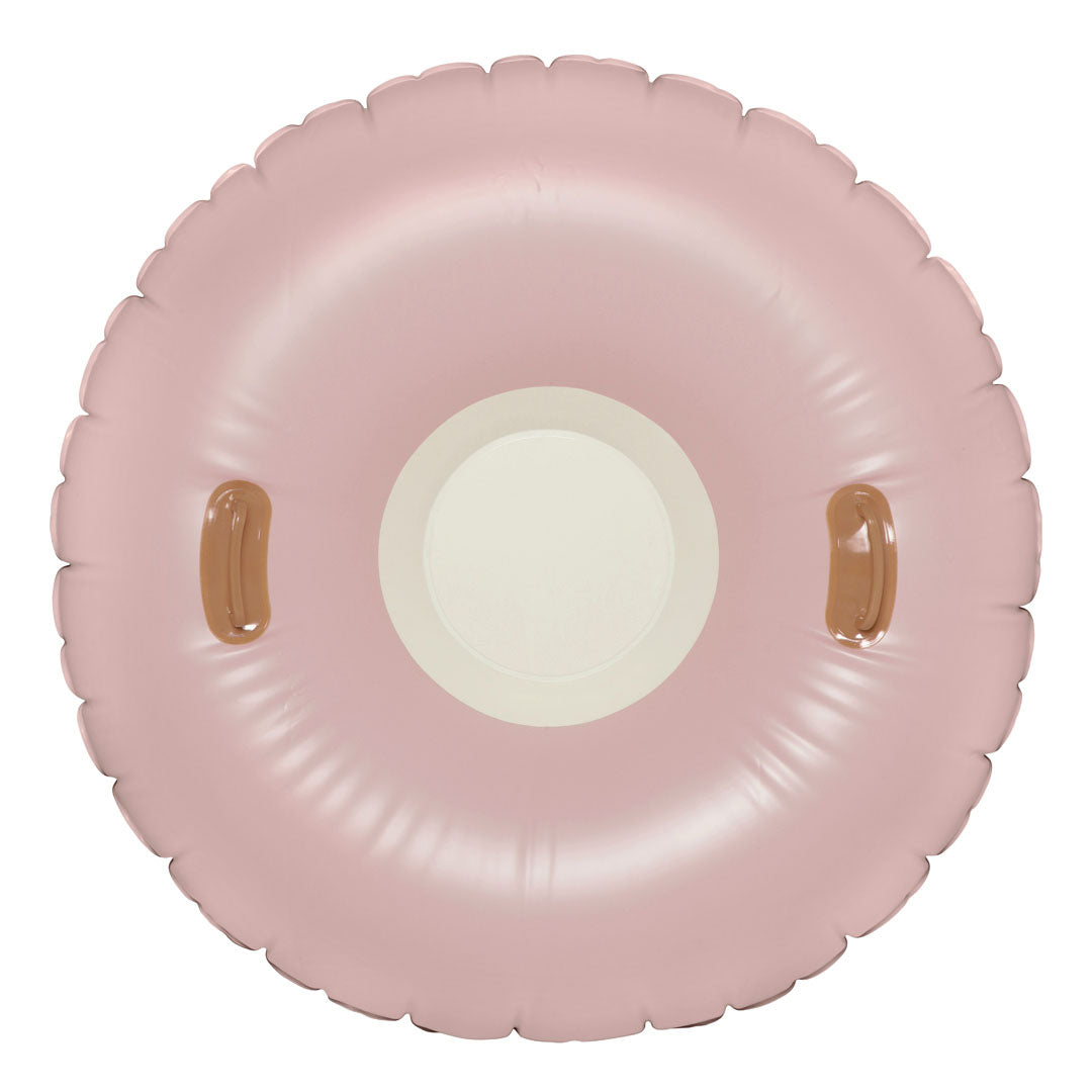 Flotteur d'hiver alpin Petites Pommes Ø120cm - Luge ronde gonflable - Dès 8 ans - Rose française/Rouge rubis/Crème