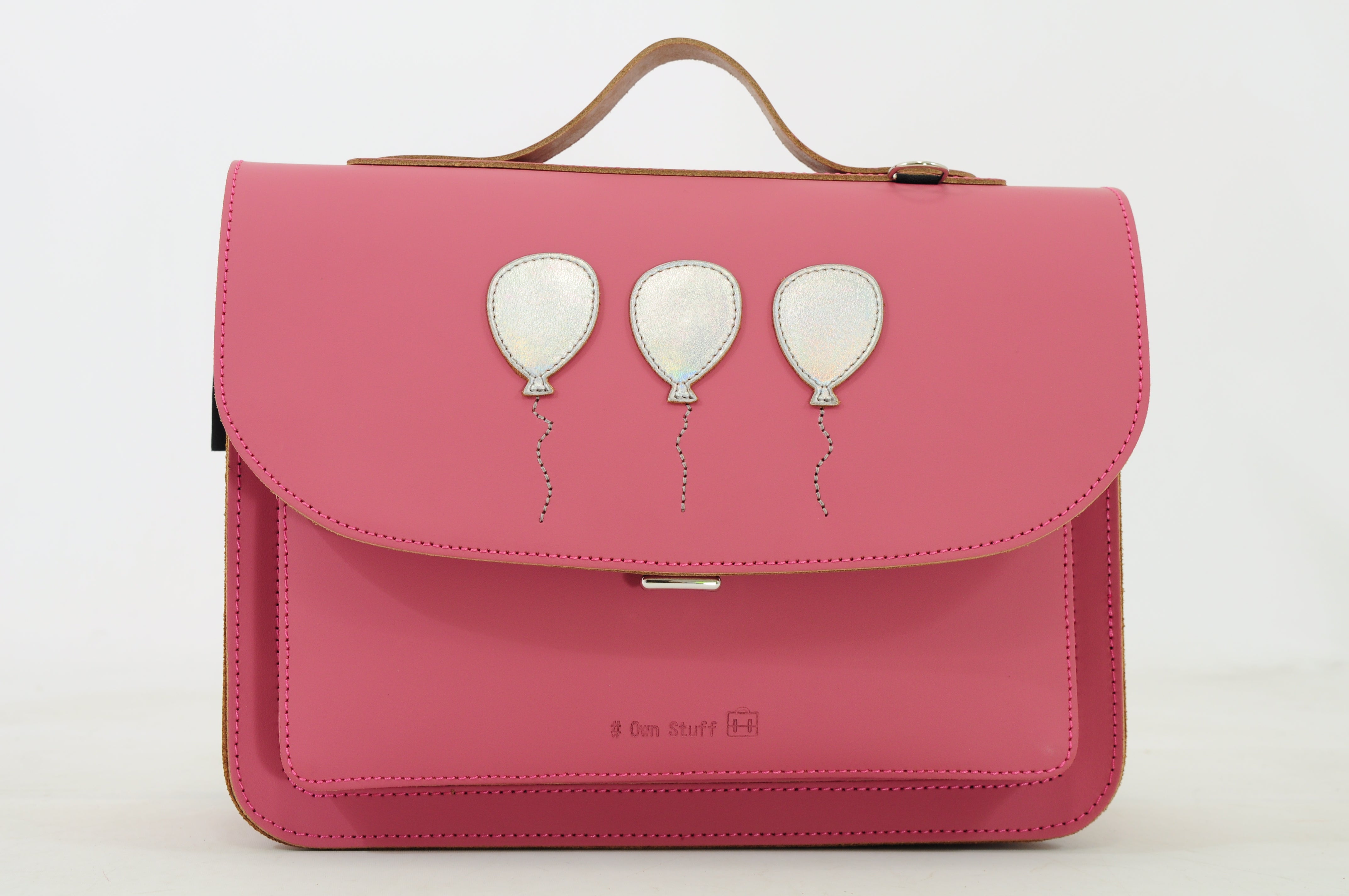 Own Stuff Lederen Boekentas Kleuterschool - 32x23x13cm - Balloon Antiek Pink