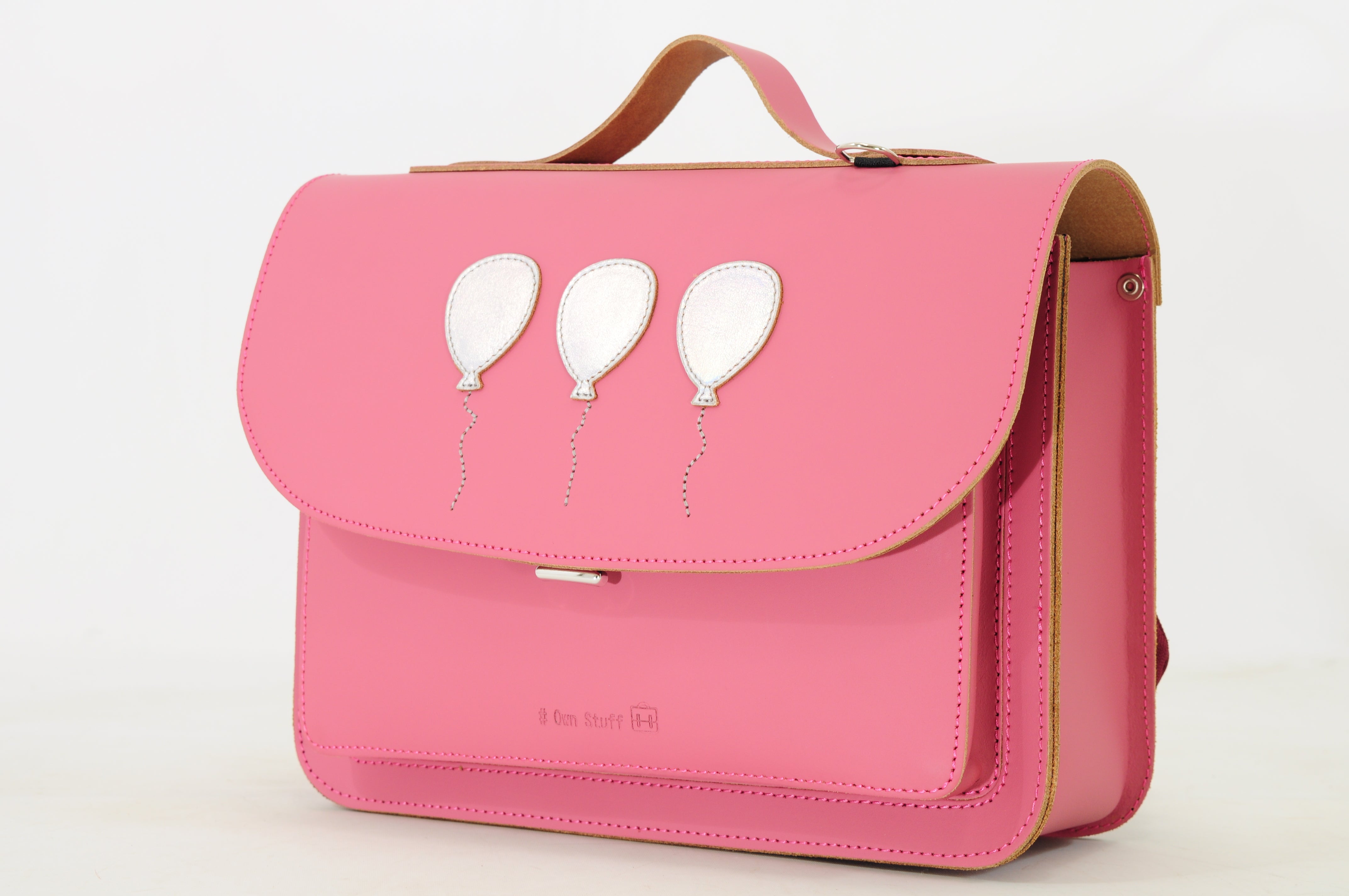 Own Stuff Lederen Boekentas Kleuterschool - 32x23x13cm - Balloon Antiek Pink