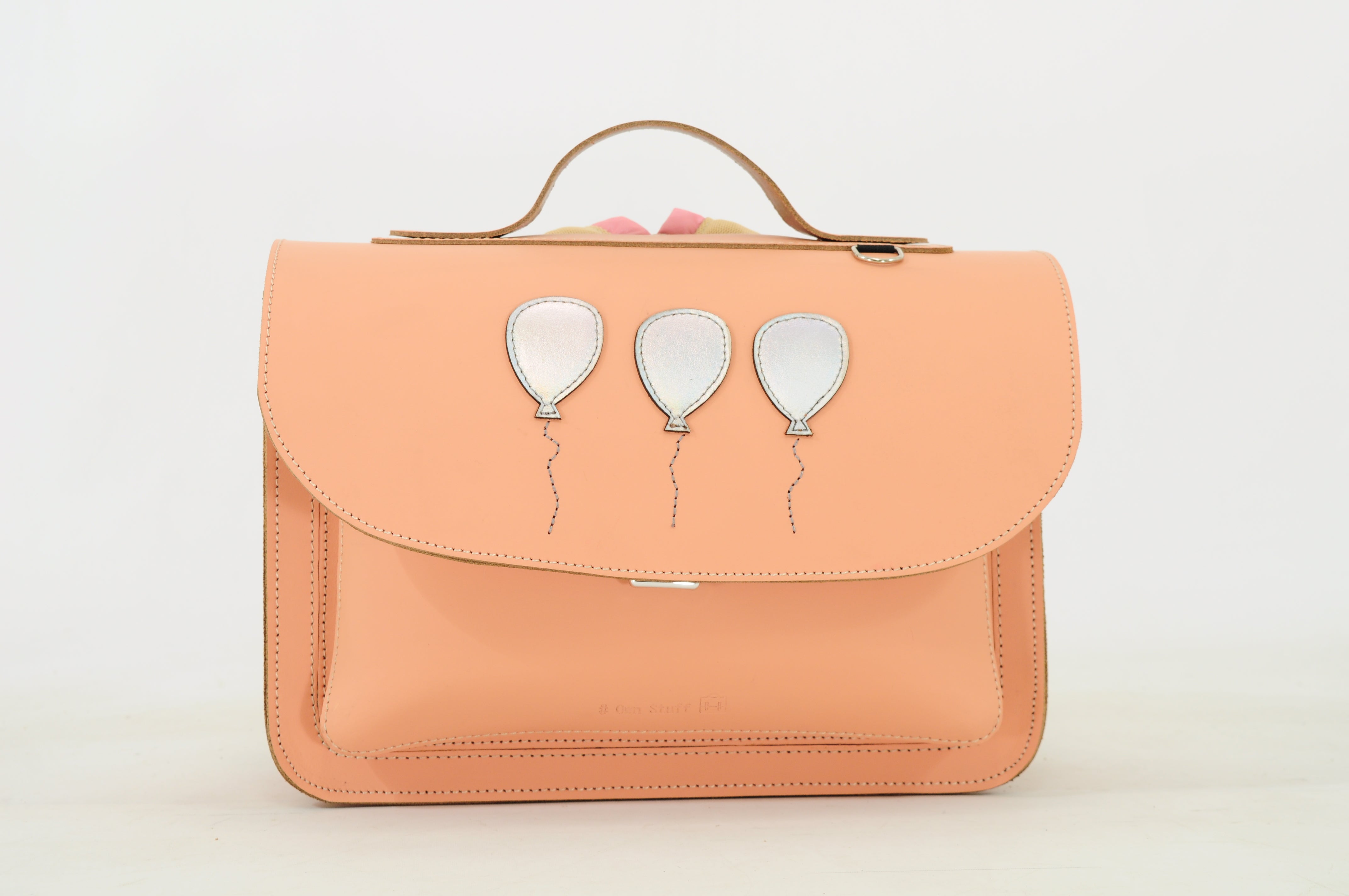 Own Stuff Lederen Boekentas Kleuterschool - 32x23x13cm - Balloon Peach