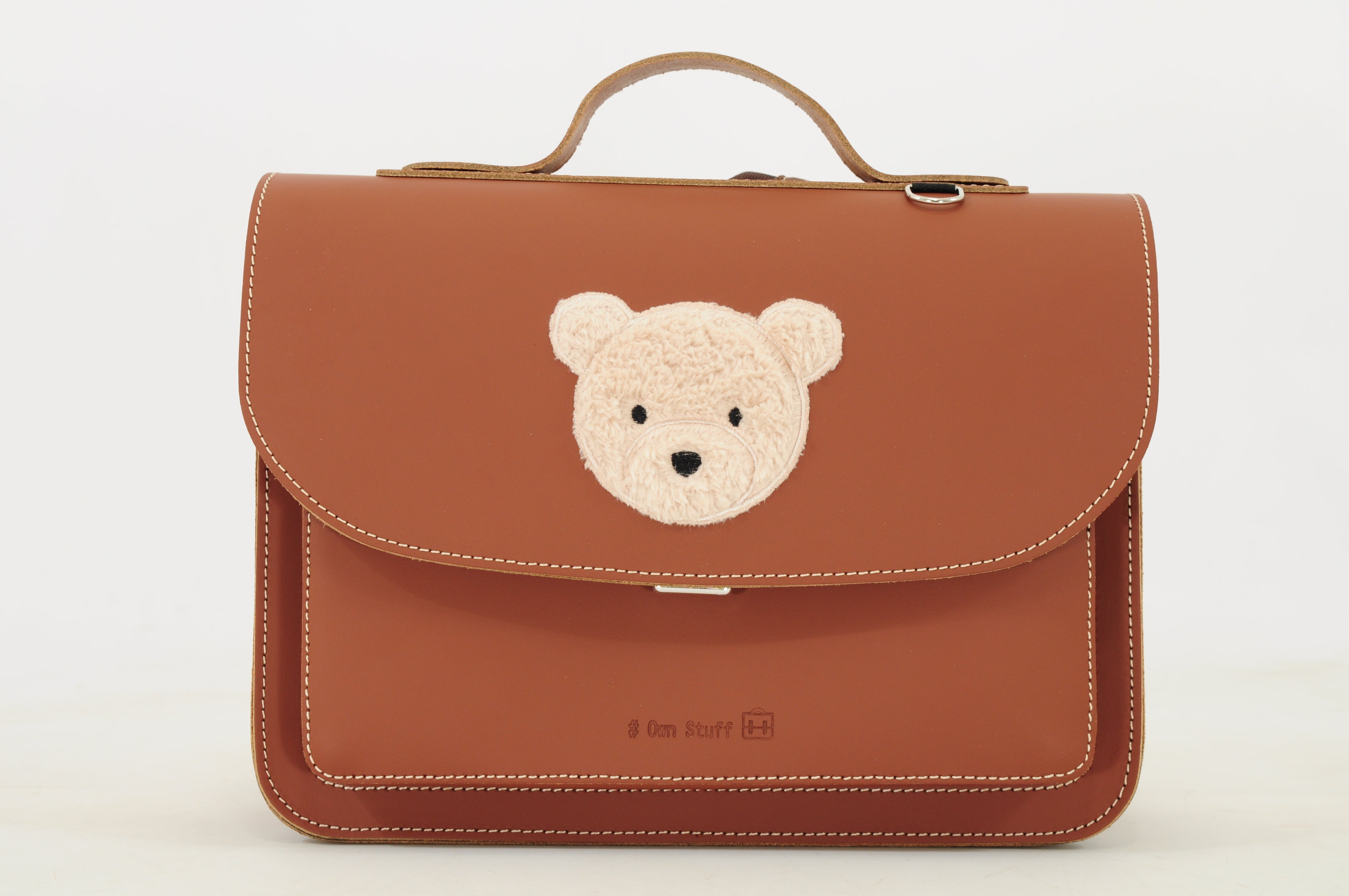 Own Stuff Lederen Boekentas Kleuterschool - 32x23x13cm - Teddy Chestnut