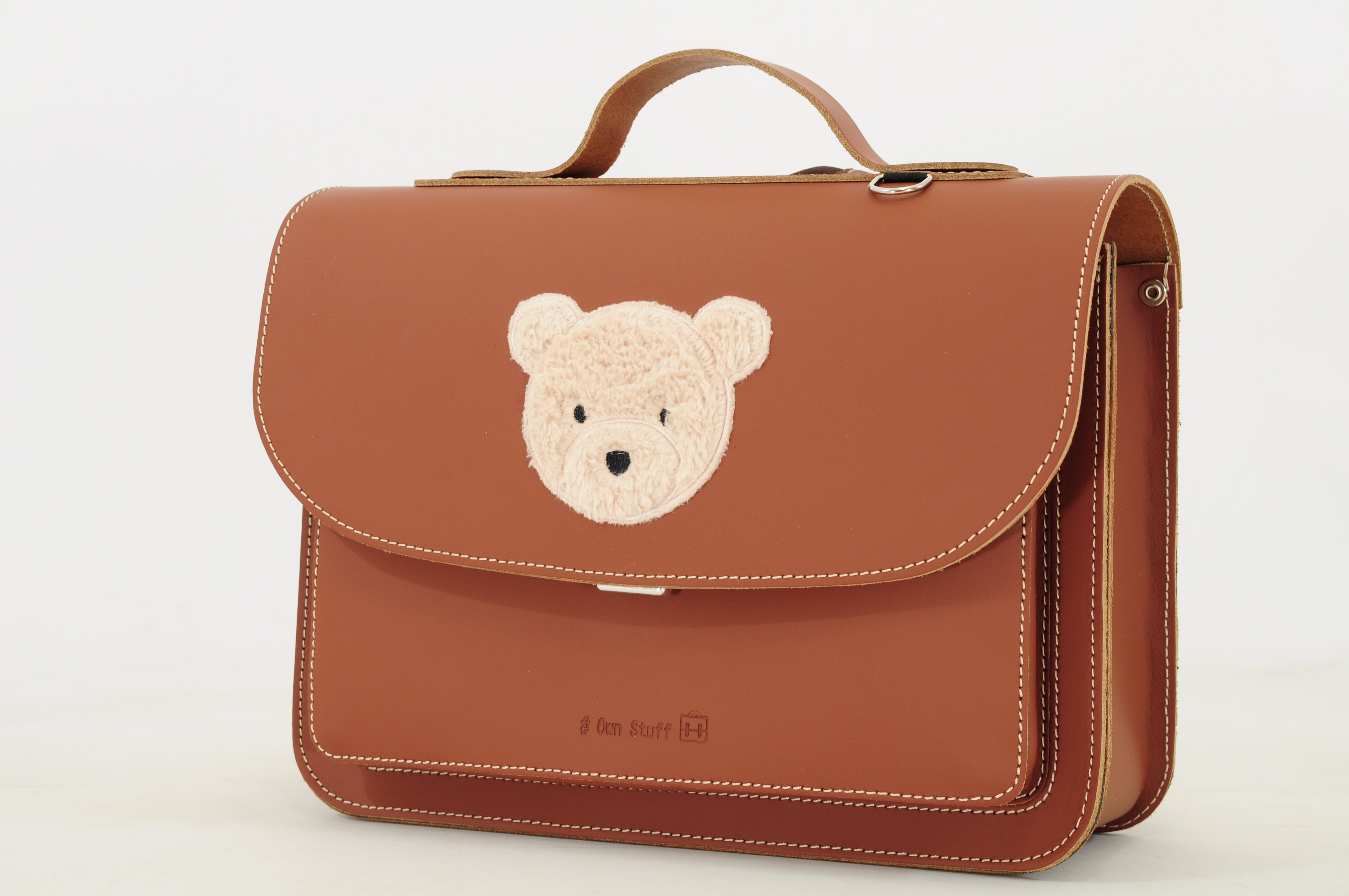 Own Stuff Lederen Boekentas Kleuterschool - 32x23x13cm - Teddy Chestnut