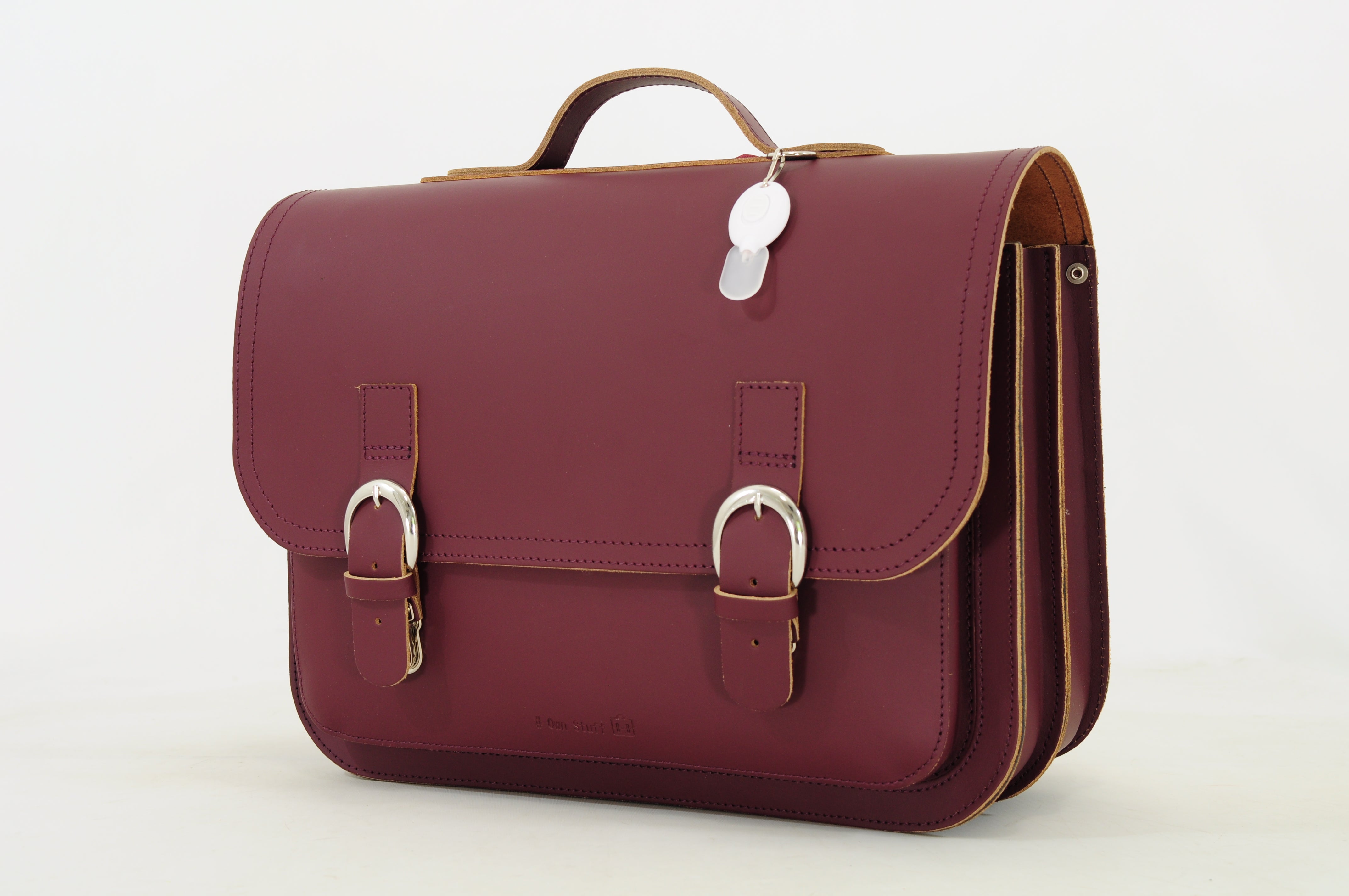 Own Stuff Lederen Boekentas Lagere school - 38x30x17cm - Aubergine