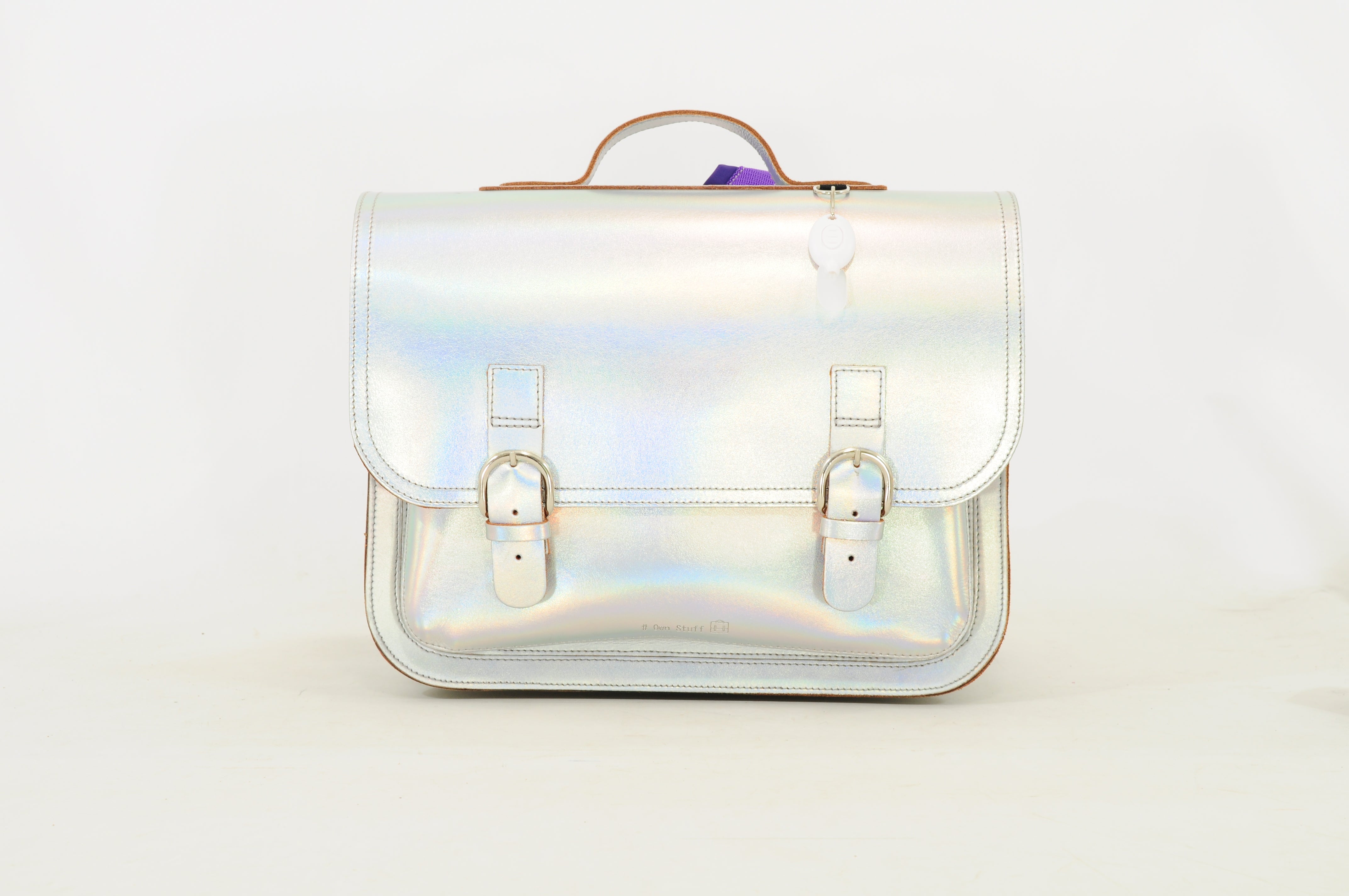 Own Stuff Lederen Boekentas Lagere school - 38x30x17cm - Silver