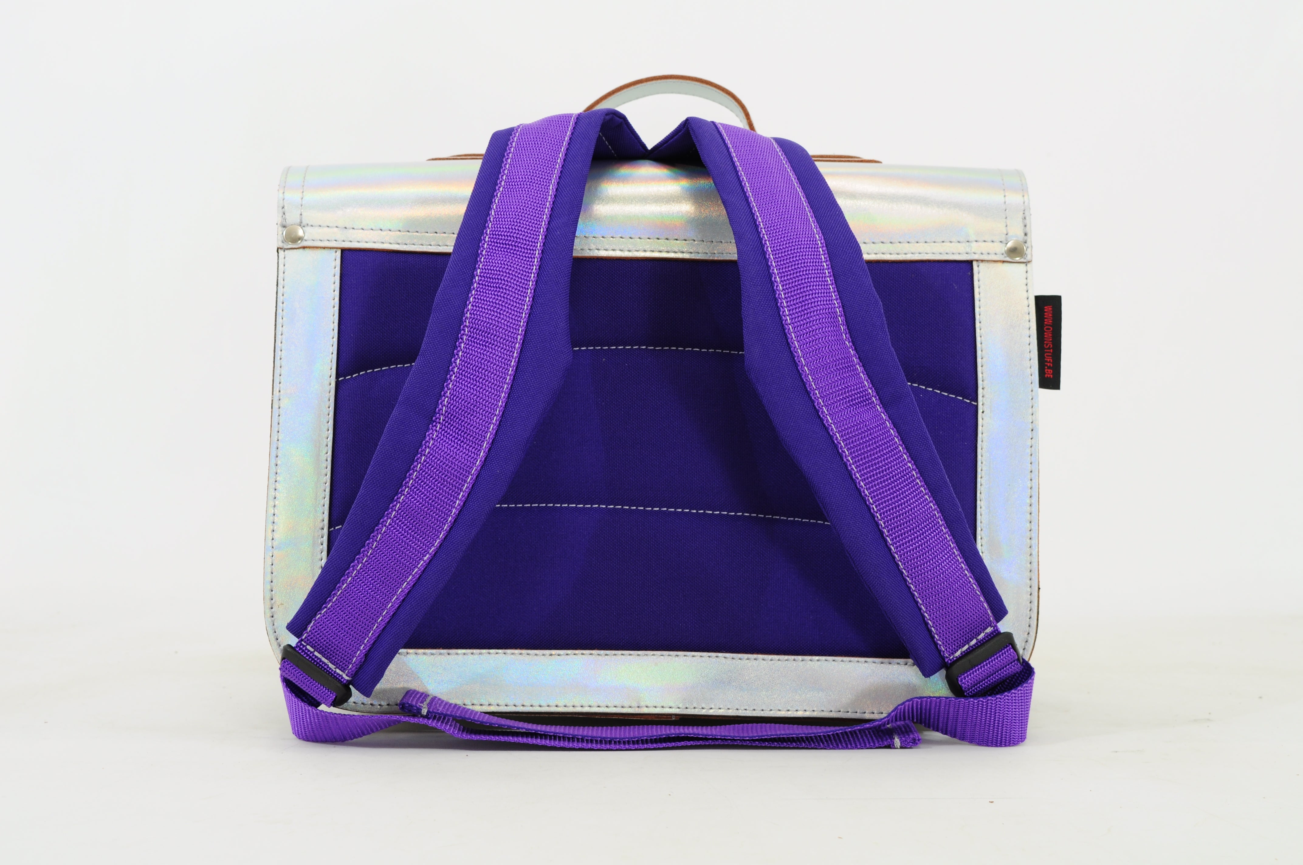 Own Stuff Lederen Boekentas Lagere school - 38x30x17cm - Silver