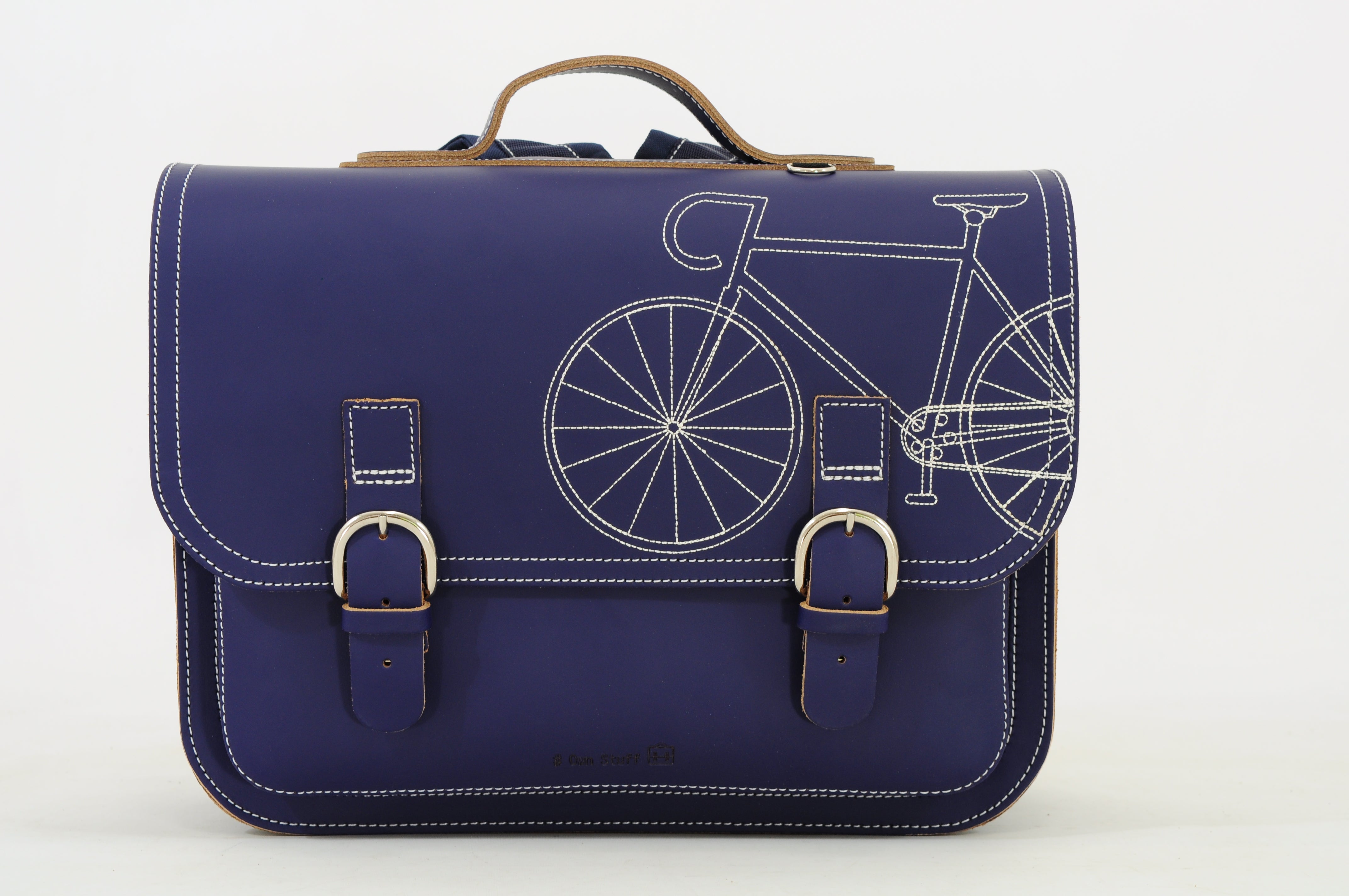 Own Stuff Lederen Boekentas Lagere school - 38x30x17cm - Bike Marine