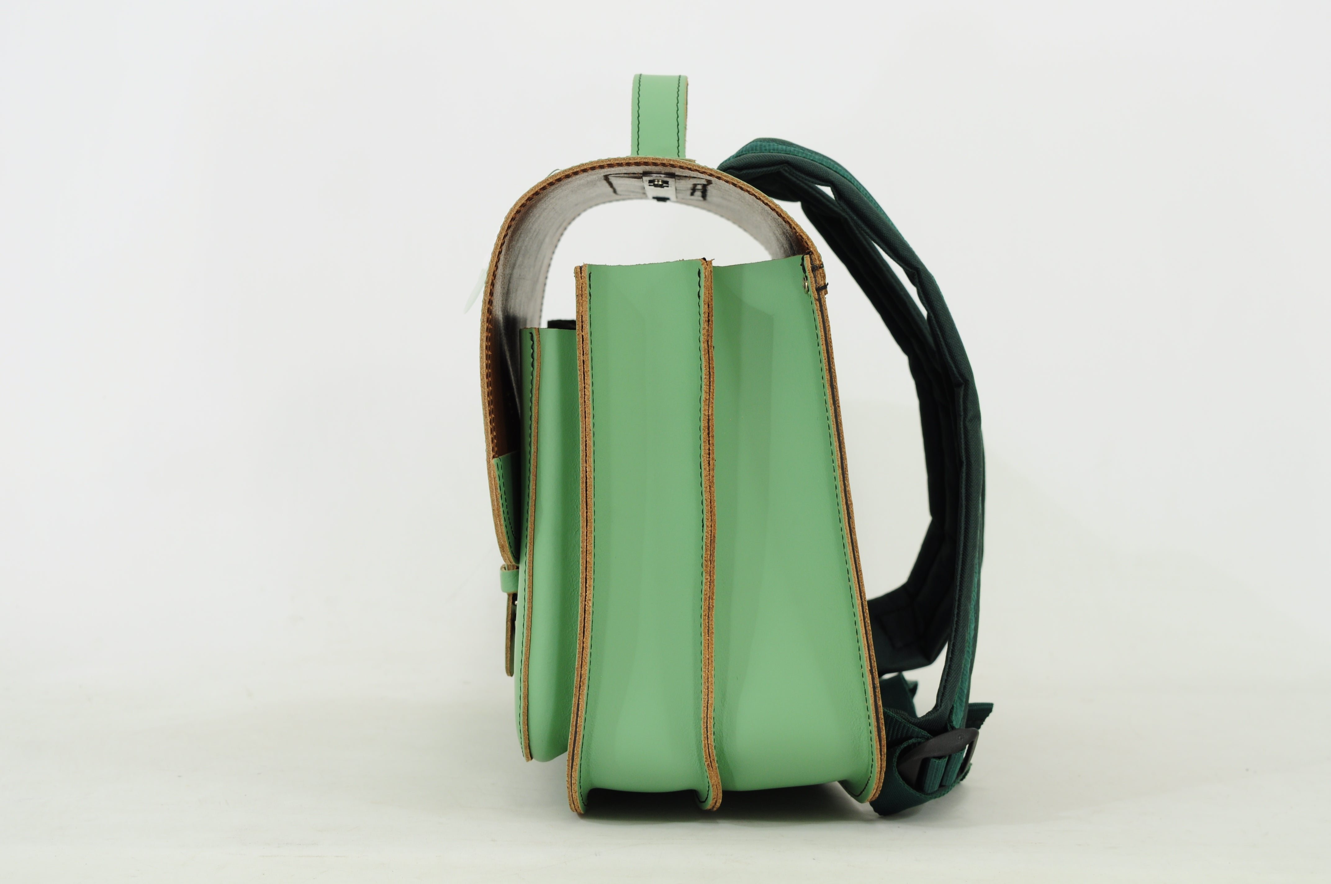 Own Stuff Lederen Boekentas Lagere school - 38x30x17cm - Dino Pastel Green