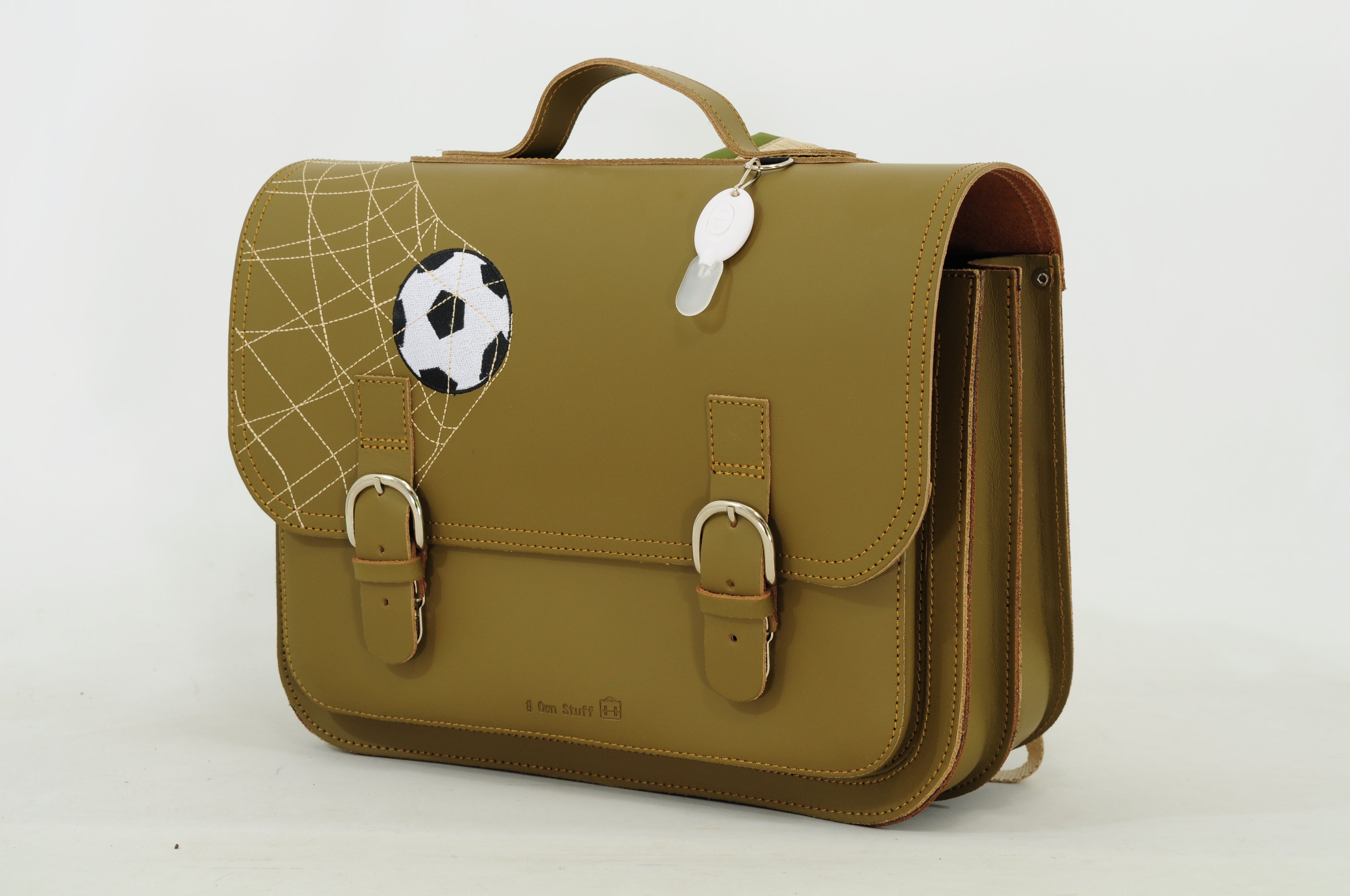 Own Stuff Lederen Boekentas Lagere school - 38x30x17cm - Football Moss