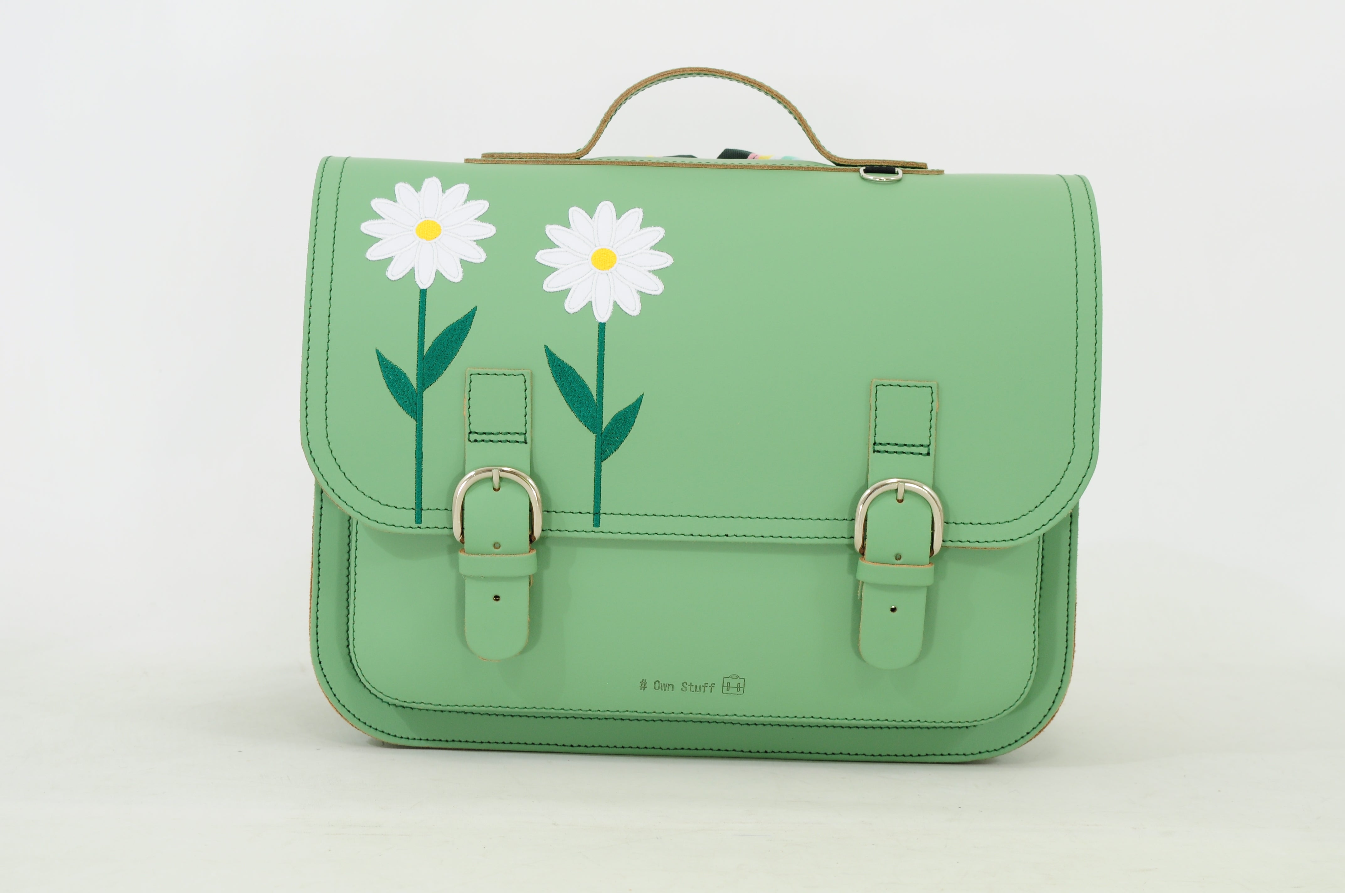 Own Stuff Lederen Boekentas Lagere school - 38x30x17cm - Marguerite Pastel Green