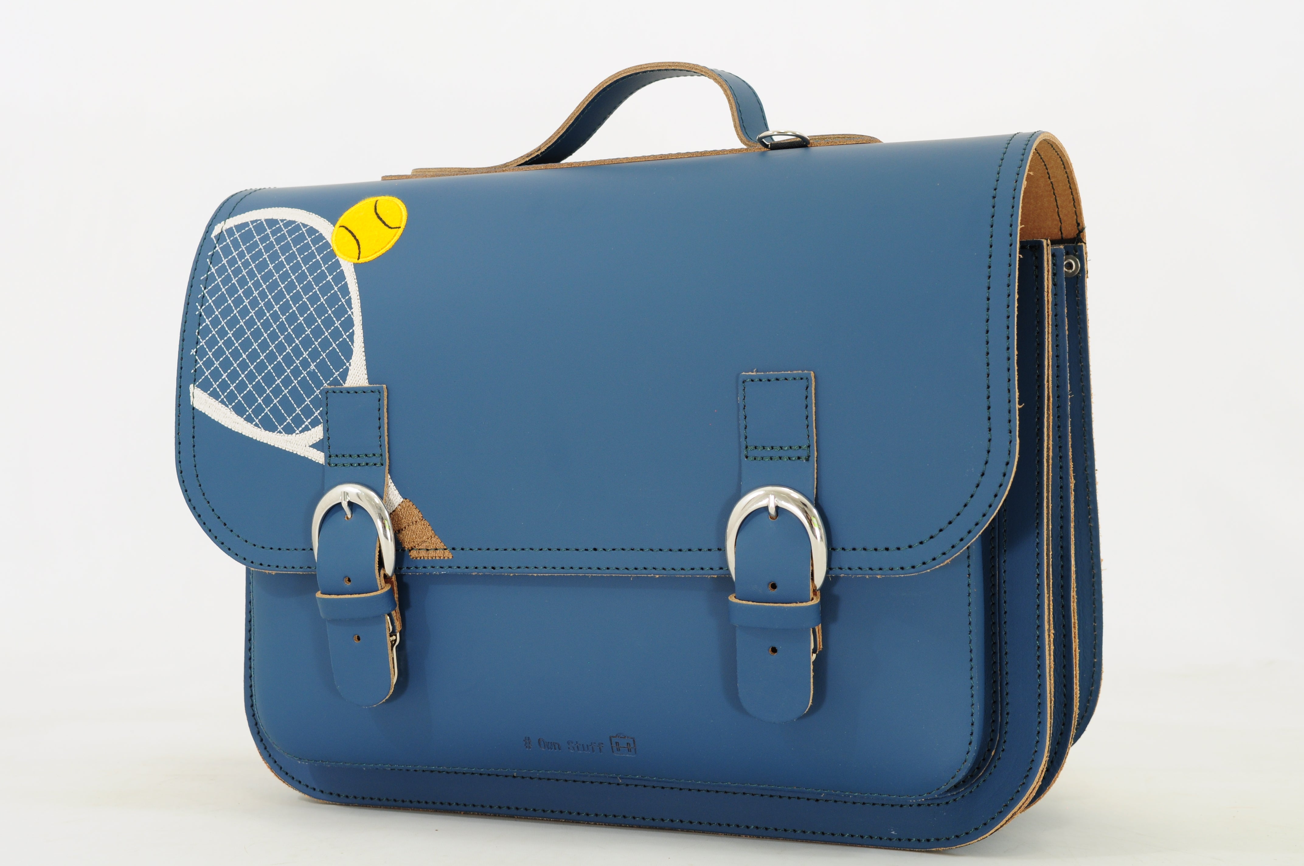Own Stuff Lederen Boekentas Lagere school - 38x30x17cm - Tennis Petrol