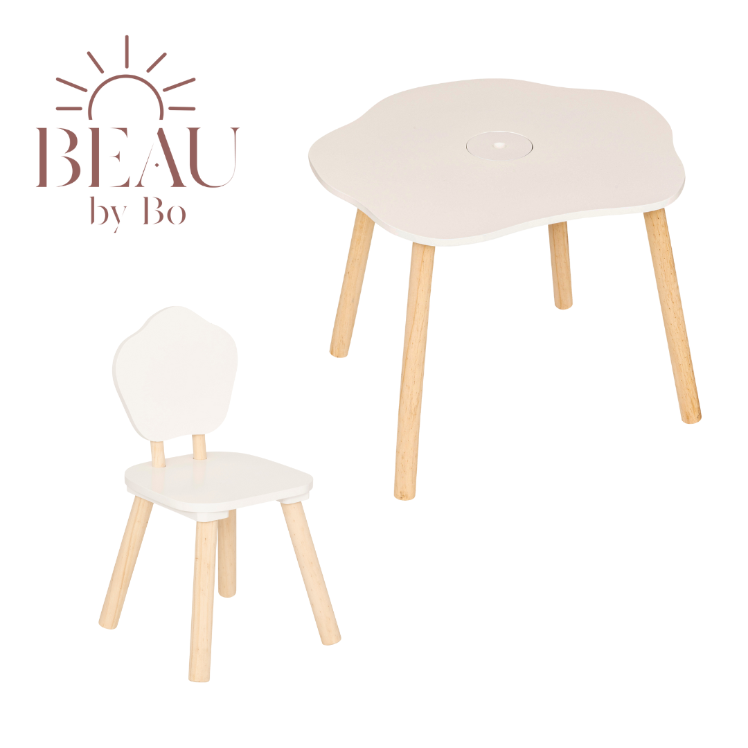 BEAU by Bo Kids Kindertafel + Kinderstoel Bloem - Wit