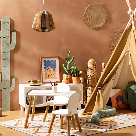 Atmosphera Kids Set Tekentafel/Kindertafel + Kinderstoelen - 58x38x43cm - Wit