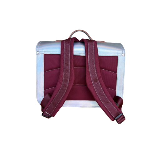 Own Stuff Lederen Boekentas Lagere school - 38x30x17cm - Silver Bordeaux -  Exclusief BEAU by Bo