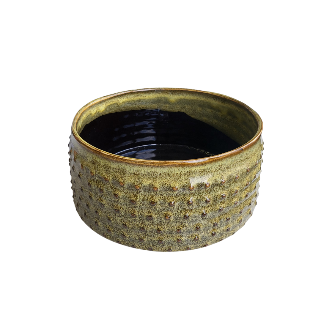 Cosy & Trendy Bloempot Embossed Dots - Ø20xH9cm - Grasgroen