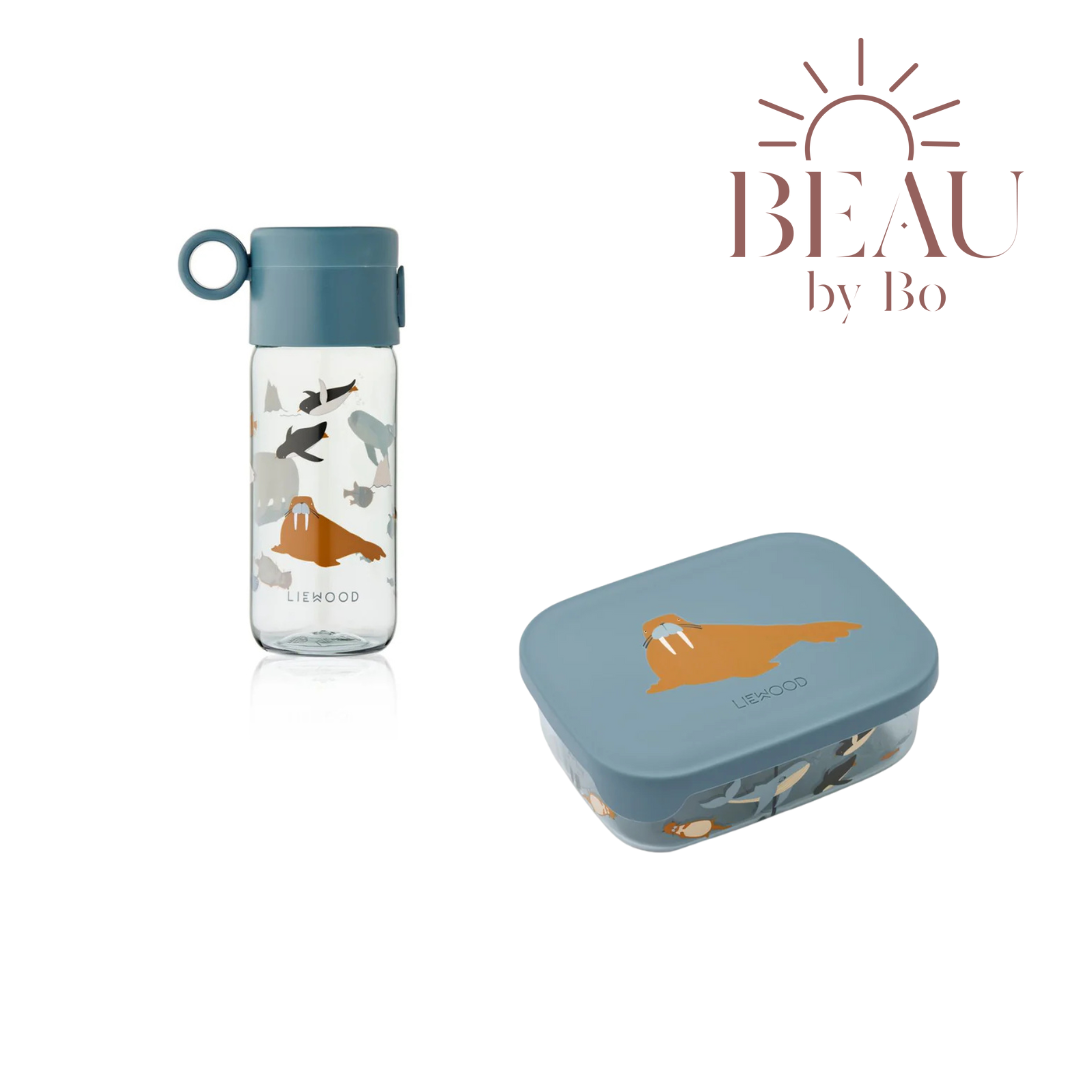 Bundel Liewood Tritan Back to School set - Lunchbox + Drinkfles - Arctic Sea/Ocean View