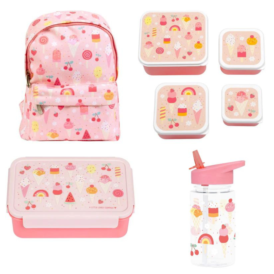 Bundel A Little Lovely Company Back to school set - Rugzak/Drinkfles/4 Snackdozen/Bentobox - IJsjes