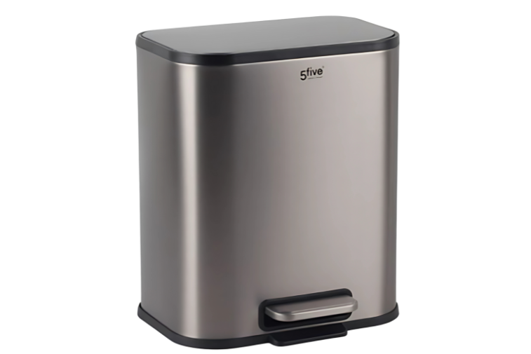 5Five Pedaal Afvalemmer - Soft close - 50L - Mat Roestvrij Staal - Grijs