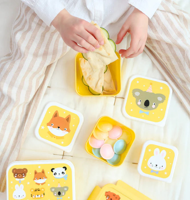 Bundel A Little Lovely Company Back to school set - Drinkfles/4 Snackdozen/Bentobox - Dierenvriendjes