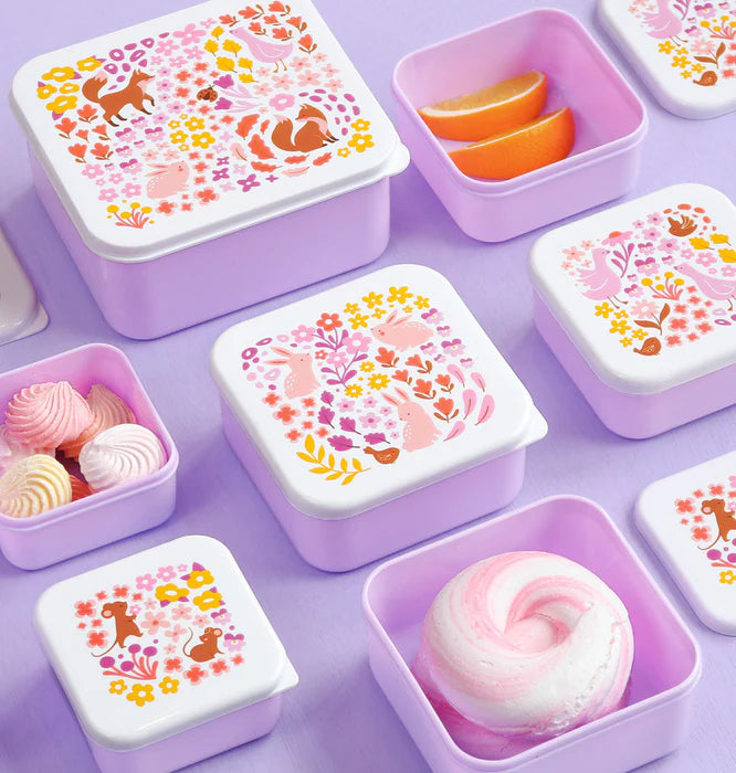 Bundel A Little Lovely Company Back to school set - Rugzak/Drinkfles/4 Snackdozen/Bentobox - Bloementuin
