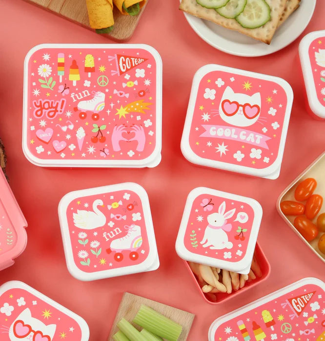 Bundel A Little Lovely Company Back to school set - Drinkfles/4 Snackdozen/Bentobox - Fun