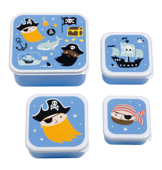 Bundel A Little Lovely Company Back to school set - Drinkfles/4 Snackdozen/Bentobox - Piraten