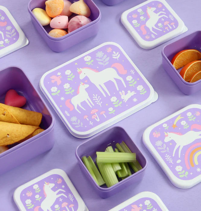 Beau von Bo Ein kleiner schöner Unternehmen zurück in die Schule - Rucksack/Trinkflasche Edelstahl/Snackkisten/Bentobox - Einhornträume