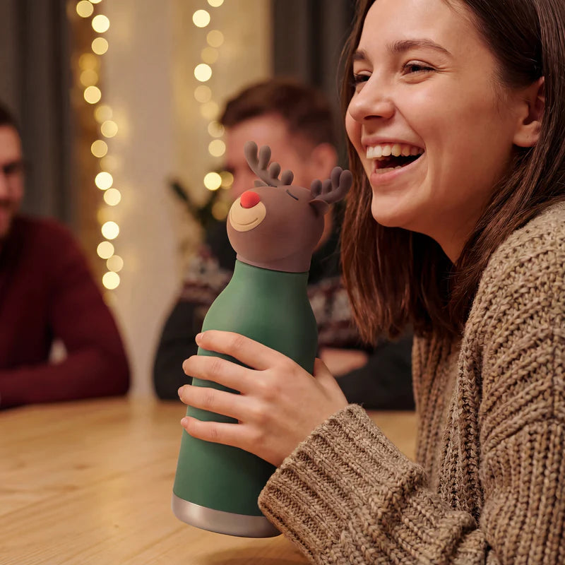 Asobu Thermo Drinkfles Besties Reindeer - 460ml - Groen