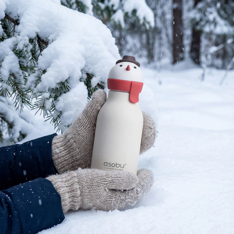 Asobu Thermo Drinkfles Besties Snowman - 460ml - Wit