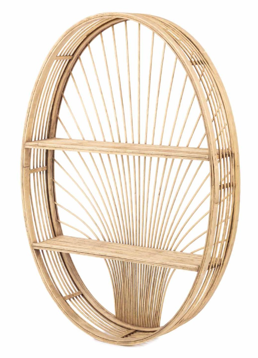 Kids Depot Messa Rattan Wall Rack Oval - 49x10x69cm - Brown