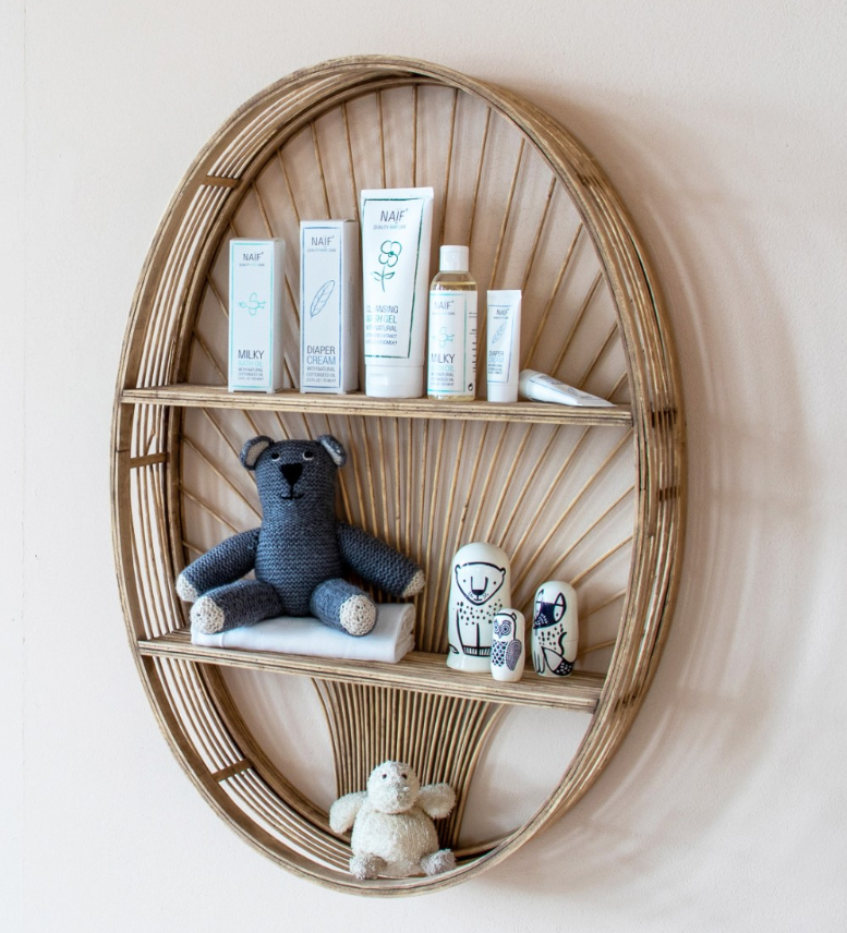 Kids Depot Messa Rattan Wall Rack Oval - 49x10x69cm - Brown
