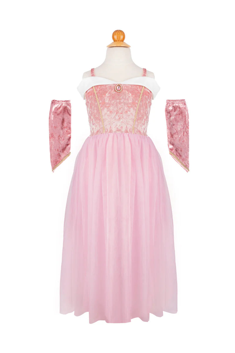 Great Pretenders Verkleedkledij Sweetheart Princess jurk met armwarmers - 5/6 jaar - Roze