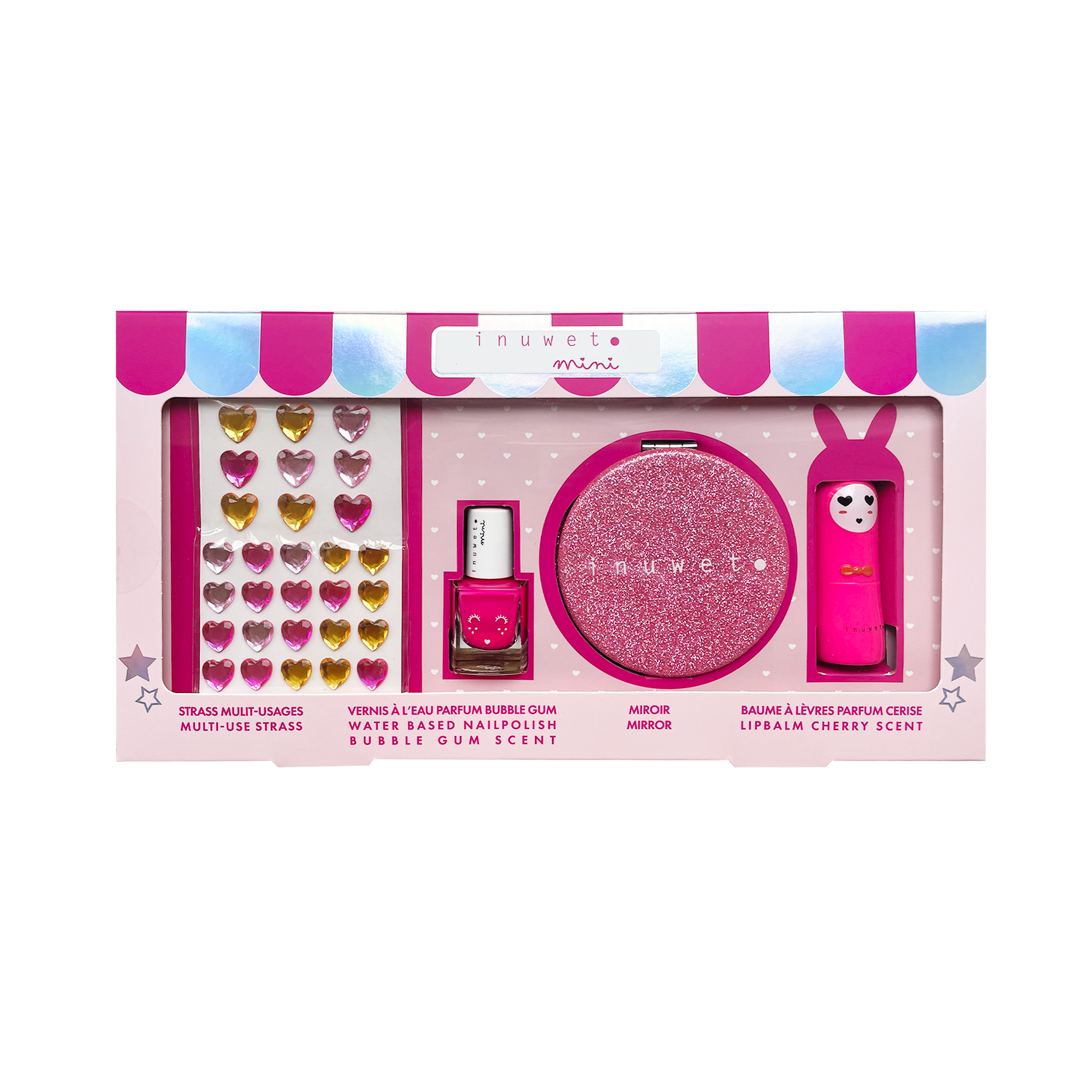 Inuwet Kinder Lippenbalsem, Glittersteentjes, Spiegeltje en Nagellak - Geschikt vanaf 3 jaar