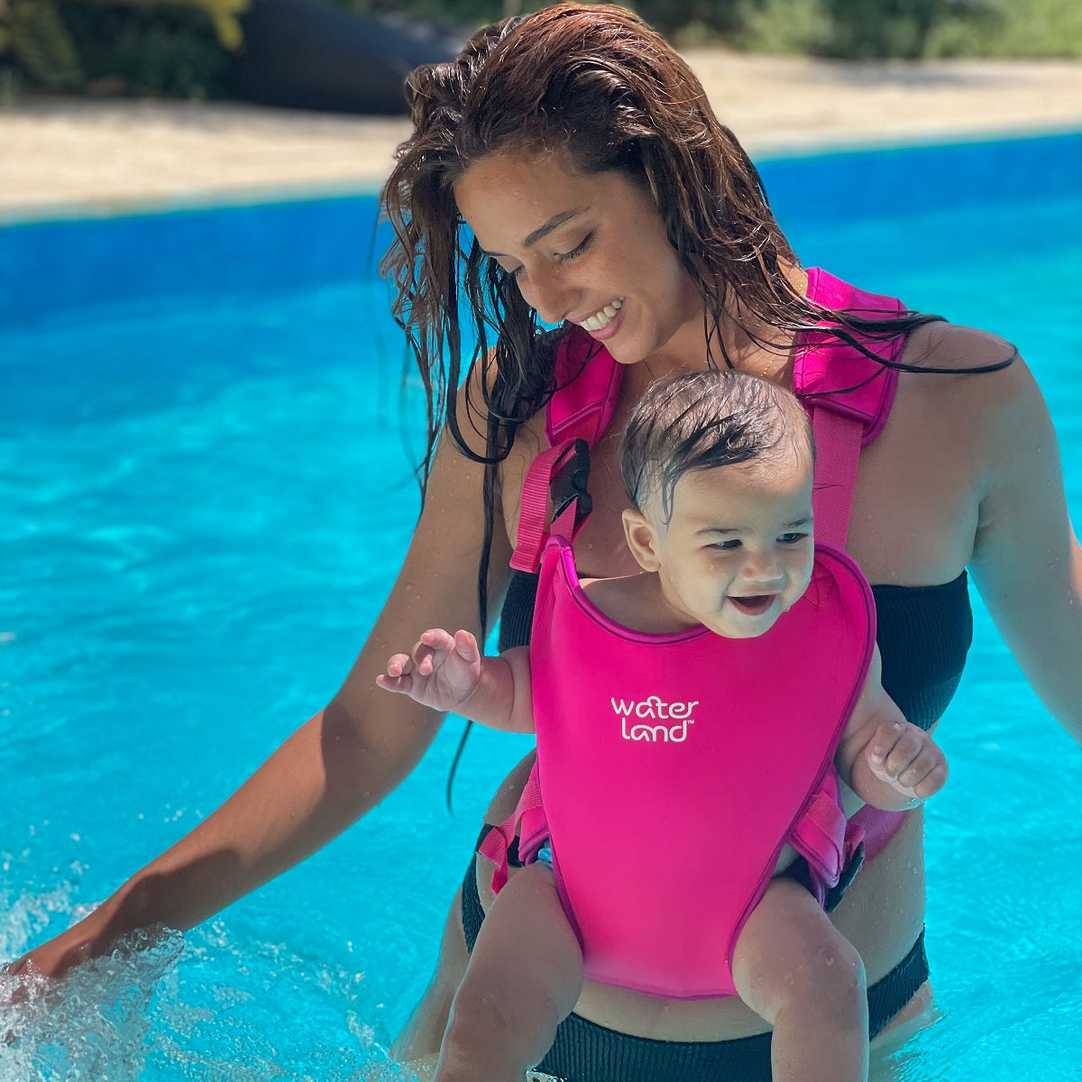 Waterland Néoprène Baby Carrier / Bear - 4m / 2J - 6/15 kg - Flaming rose