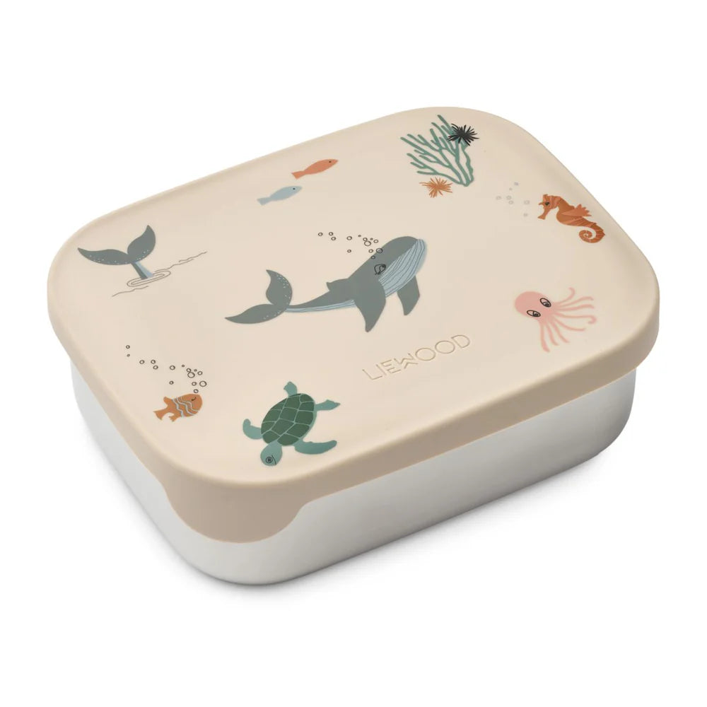 Liewood Arthur Printed Lunchbox - Roestvrij staal - 14x17x6cm - Sea Creature/Sandy