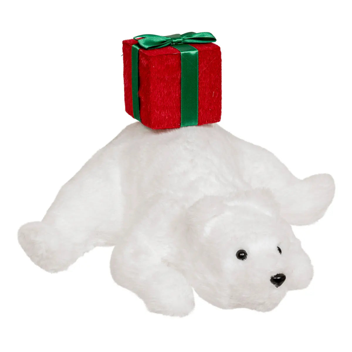 Fééric Lights and Christmas Beeldje IJsbeer met cadeautje - 33x23x38cm - Wit