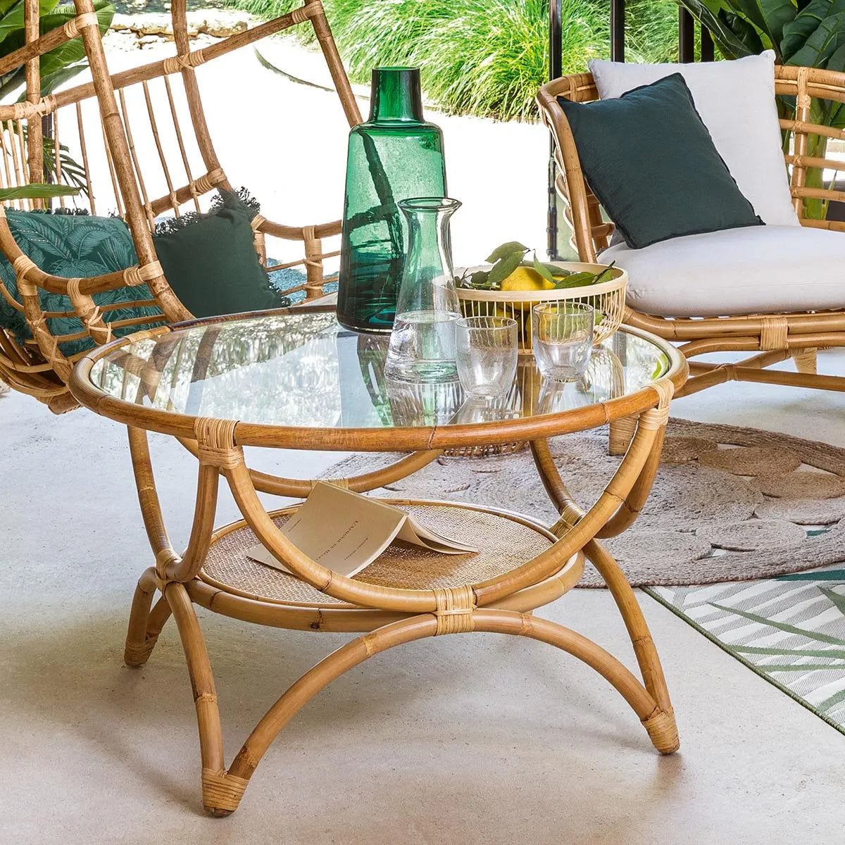 BEAU Savannah rotan salontafel - Ø91xH51cm - Bruin