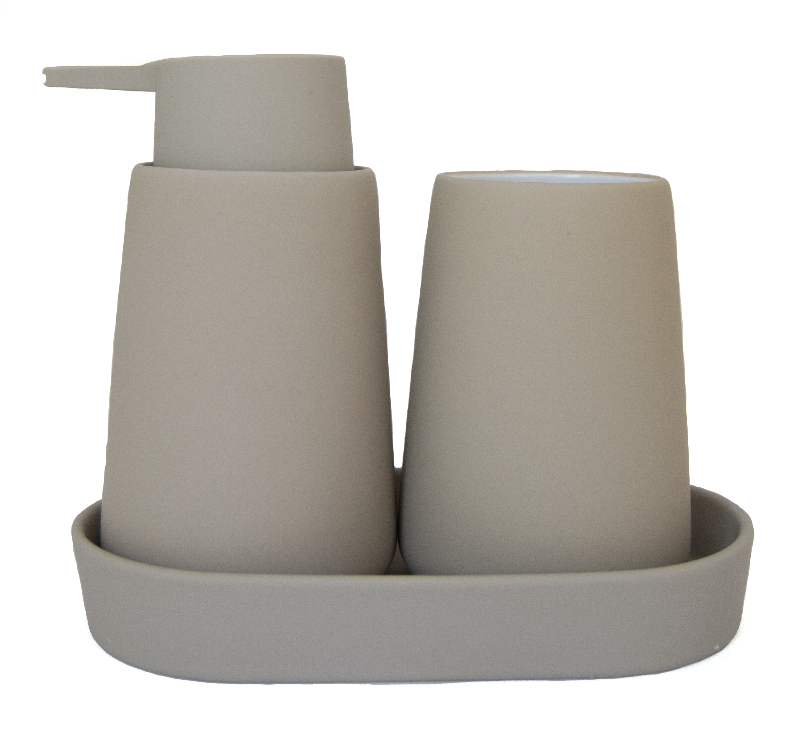 5Five Badkamerset Cocoon - Zeeppomp / Beker / Schaaltje - Naturel Beige