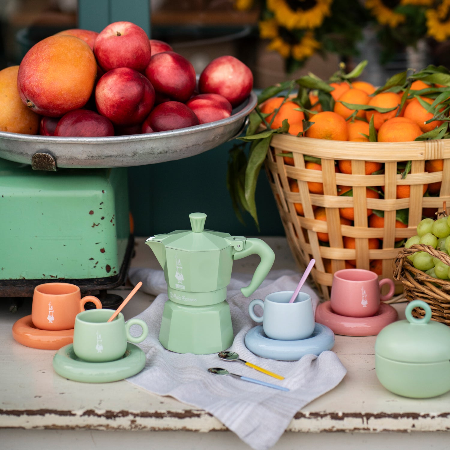 Bialetti Mercato Della Frutta - Kopje met ondertas - Set van 4 stuks - Multi