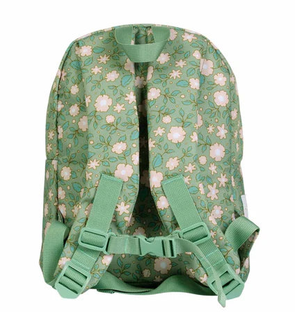 Bundel A Little Lovely Company Back to school set - Rugzak/Drinkfles RVS/4 Snackdozen/Lunchbox - Bloesems Saliegroen
