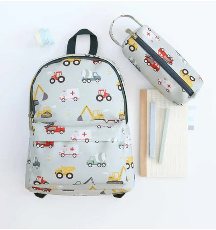 Bundel A Little Lovely Company Back to school set - Rugzak/Drinkfles/4 Snackdozen/Bentobox - Voertuigen