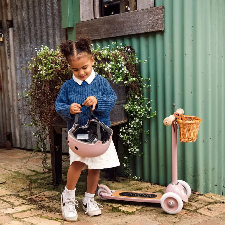 Konges Sløjd Balance bike with bell and wicker basket - Cherry