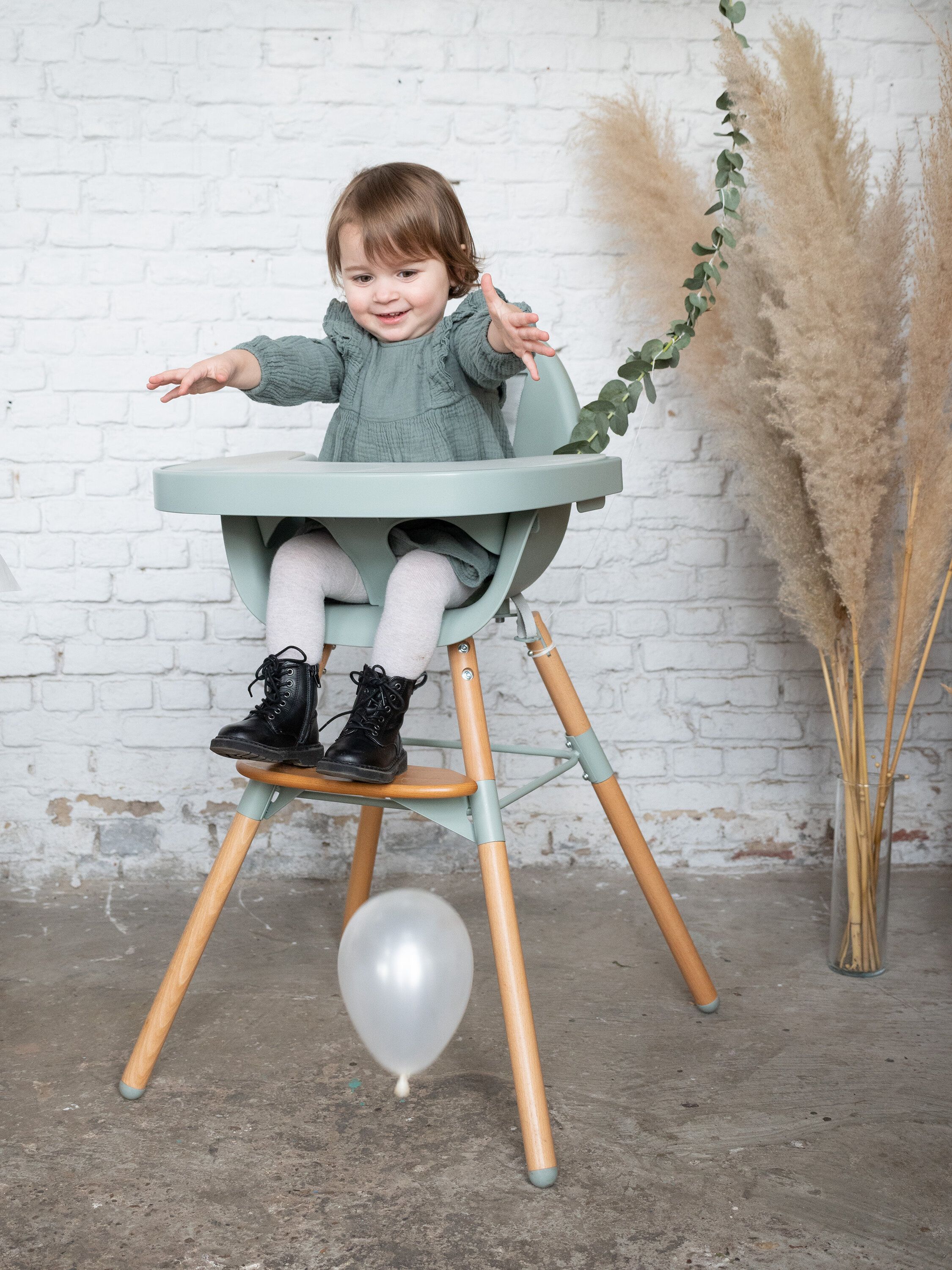 Childhome 2-in-1 Hoge Stoel - 2 Hoogtestanden - 6 Maanden Tot 6 Jaar - Muntgroen