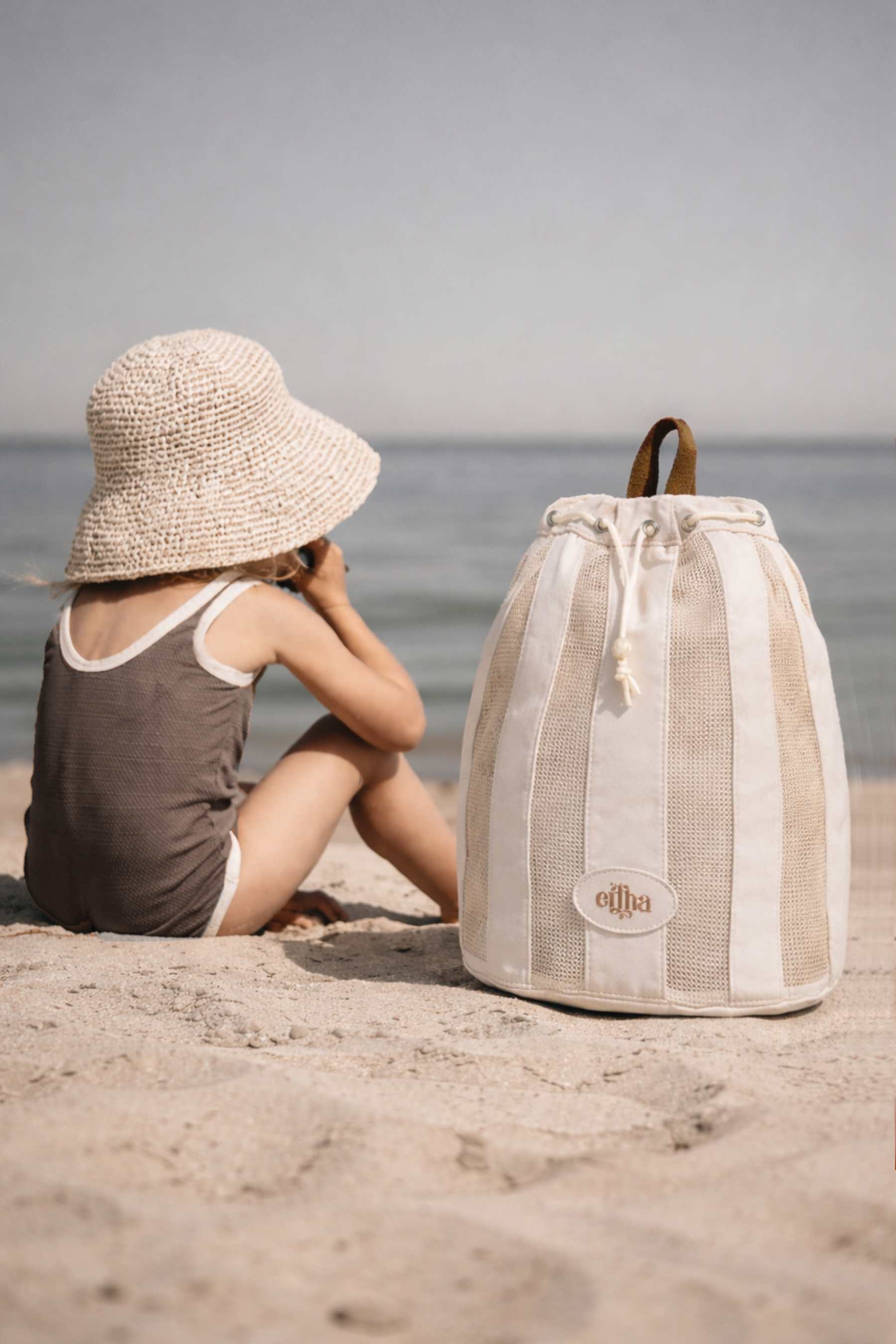 Mrs Ertha Beach Net Rugzak/Strandrugzak - 38x33x24cm - Vanilla