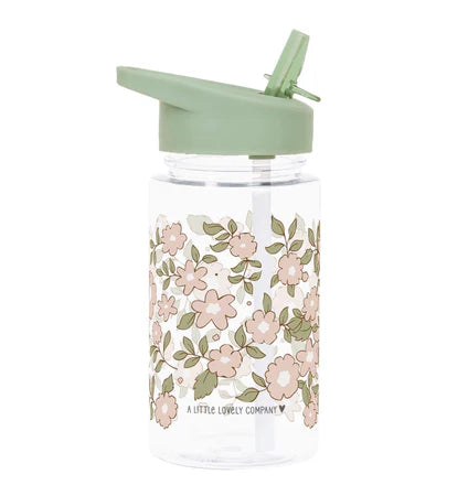 A Little Lovely Company Back to school - Drinkfles - Bloesems Saliegroen