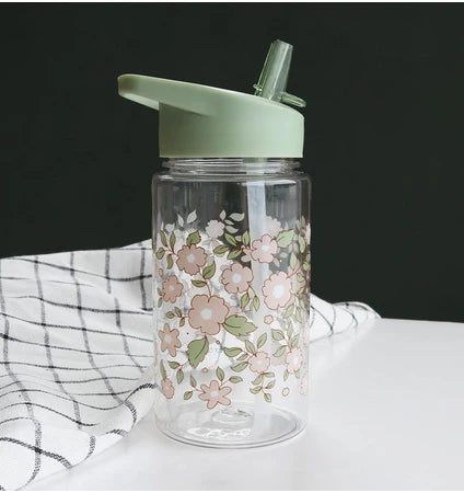 A Little Lovely Company Back to school - Drinkfles - Bloesems Saliegroen