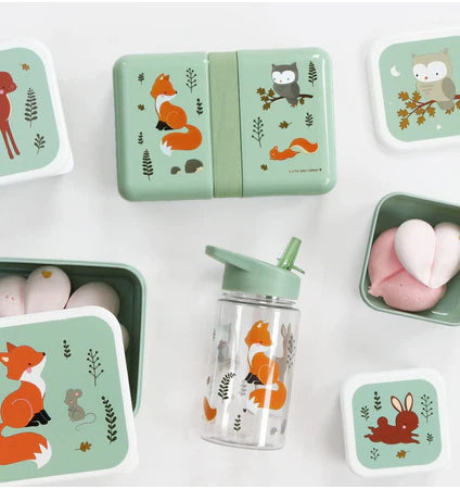 Bundel A Little Lovely Company Back to school set - Drinkfles/4 Snackdozen/Bentobox - Bosvriendjes