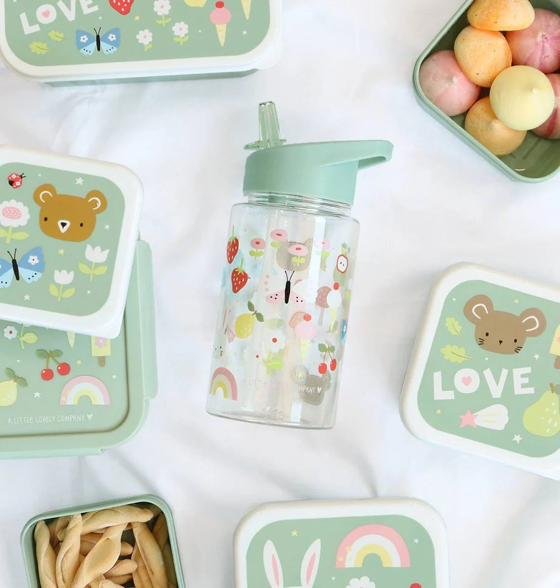 A Little Lovely Company Back to school set - Drinking bottle / 4 Snack boxes / Lunch box - Ice cream