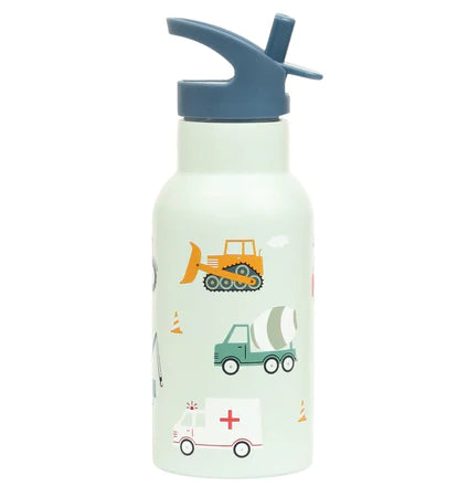 Bundel A Little Lovely Company Back to school set - Drinkfles RVS/4 Snackdozen/Bentobox - Voertuigen
