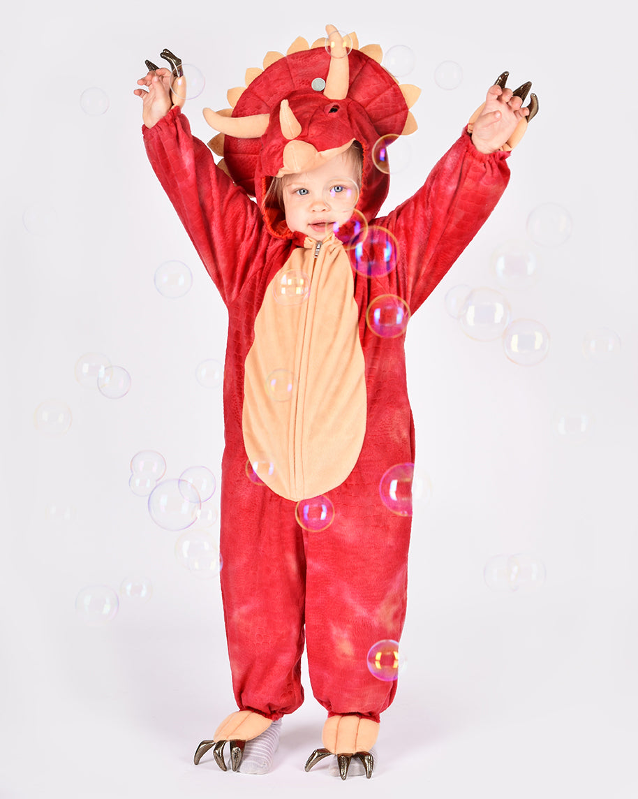 Den Goda Fen Verkleedkledij Dinosaurus Kostuum Triceratops - 98-104cm - 3-4 jaar - Rood