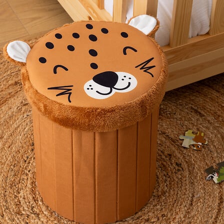 Atmosphäre Leopard Faltbare Ottomane - Lagerung - Ø30xh38cm - Brown